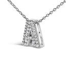 10K White Gold Diamond Accent "A" Initial Bubble Pendant Necklace