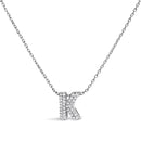 10K White Gold Diamond Accent "A" Initial Bubble Pendant Necklace