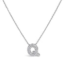 10K White Gold Diamond Accent "A" Initial Bubble Pendant Necklace
