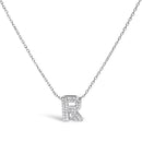 10K White Gold Diamond Accent "A" Initial Bubble Pendant Necklace