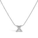 10K White Gold Diamond Accent "A" Initial Bubble Pendant Necklace