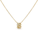 10K White Gold Diamond Accent "A" Initial Bubble Pendant Necklace
