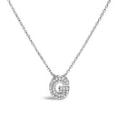 10K White Gold Diamond Accent "A" Initial Bubble Pendant Necklace
