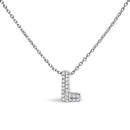 10K White Gold Diamond Accent "A" Initial Bubble Pendant Necklace