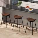 Set of 2 Swivel Barstools Faux Leather Upholstered Backless with Footrest