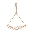 14K Rose Gold Plated .925 Sterling Silver Diamond Accent Circle and Heart Link Adjustable 6â€-10†Bolo Bracelet