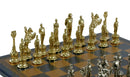 Chess Set- Napoleon Character Metal Men on Gold/Blue Leather Chess Board