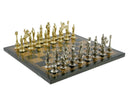 Chess Set- Napoleon Character Metal Men on Gold/Black Leather Chess Board