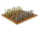 Chess Set- Napoleon Character Metal Men on Old World Leather Chess Board