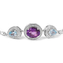 .925 Sterling Silver Oval Amethyst and Pear Blue Topaz with Diamond Accent Lariat 4â€-10†Adjustable Bolo Bracelet (H-I Color, SI1-SI2 Clarity)