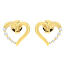 14K Yellow Gold 1/8 Cttw Diamond Journey Heart Hoop Earrings (K-L Color, I1-I2 Clarity)
