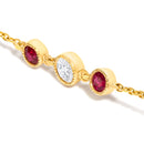 14K Yellow Gold Ruby and 1/2 Cttw Diamond Station Necklace