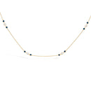 14K Yellow Gold Sapphire and 1/2 Cttw Diamond Station Necklace