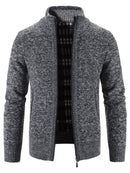 Men's Plus Size Zip-Up Long Sleeve Cardigan