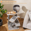 93 CM Tall Cat Tree Kitten Tower with Sisal and Jute Scratching Posts-Gray