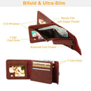 MenÕs Wallet PU Leather Bifold Purse Slim RFID Blocking Card Holder Cases w/ 2 ID Window Coin Pocket