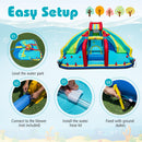 Inflatable Double Water Slide Park with Obstacle Course and Basketball Hoops