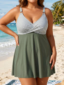 Split swimsuit for women with belly covering and slimming skirt style swimsuit
