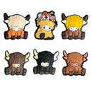 Highland Cow Straw Topper black white