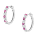 10K White Gold, ½ Cttw Diamond, & ½ Cttw Lab-Grown Blue Sapphire Leverback Hoop Earrings (H-I Color, I1-I2 Clarity)