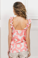 BiBi Floral Waffle Ruffled Tank