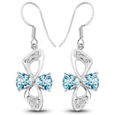 5.06 Carat Genuine Blue Topaz and White Topaz .925 Sterling Silver Earrings