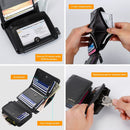 MenÕs Leather Wallet ID Card Holder Purse Trifold Clutch Money Zipper with ID Window_x000B__x000B_14 Credit Card 1 ID Card
