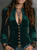 Womens Slim-fit Velvet Short Jacket Vintage And Elegant
