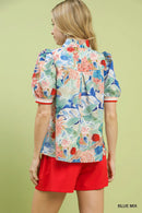 Umgee Jacquard Bloomscape Print Top