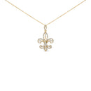 14K Yellow Gold 1.00 Cttw Round Diamond Fleur De Lis 18" Pendant Necklace (H-I Color, SI2-I1 Clarity)