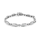 14K White Gold 2.0 Cttw Princess and Round Diamond Bar and Link Bracelet (I-J Color, I1-I2 Clarity) - 7.25" Inches