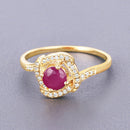 0.63 Carat Genuine Ruby and White Diamond 14K Yellow Gold Ring
