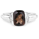 2.03 Carat Genuine Smoky Quartz & White Topaz .925 Sterling Silver Ring