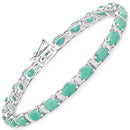 10.47 Carat Genuine Emerald and White Topaz .925 Sterling Silver Bracelet