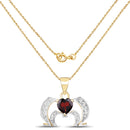 14K Yellow Gold Plated 1.05 Carat Genuine Garnet and White Topaz .925 Sterling Silver Pendant