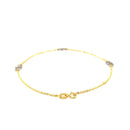 14k Two Tone Gold Entwined Heart Stationed Anklet