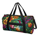 Personalized Hummingbird Floral Duffel Bag with Custom Name – Travel, Gym & Weekend Bag