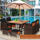 9 Pieces Patio Rattan Dining Cushioned Chairs Set