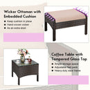 5-Piece Patio Rattan Sofa Set with Ottomans & Table
