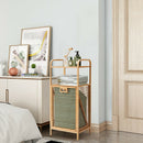 Tilt-out Bamboo Laundry Hamper with 2-Tier Shelf and Removable Liner-Natural