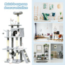 66 Inch Cat Tree Condo Kitten Multi-Level Activity Center-Gray