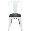 4 Pieces Tolix Style Metal Dining Side Chair Stackable Wood Seat