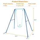 Outdoor Kids Swing Set with Heavy-Duty Metal A-Frame and Ground Stakes
