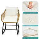 3-Piece Patio Bistro Set with 2 Rattan Chairs and Square Glass Coffee Table-White