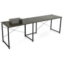 95 Inch 2-Person L-Shaped Long Reversible Computer Desk with Monitor Stand