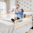 59 Inch Folding Breathable Baby Bed Rail Guard with Safety Strap-Beige