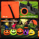 9 Feet Inflatable Pumpkin Patch Family with Built-in LED Lights and Witch Hats