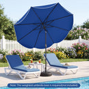 9 FT Scalloped Solar Patio Umbrella Market Table Umbrella with 24 LED Lights