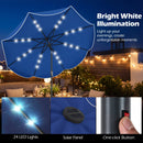 9 FT Scalloped Solar Patio Umbrella Market Table Umbrella with 24 LED Lights