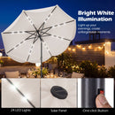 9 FT Scalloped Solar Patio Umbrella Market Table Umbrella with 24 LED Lights